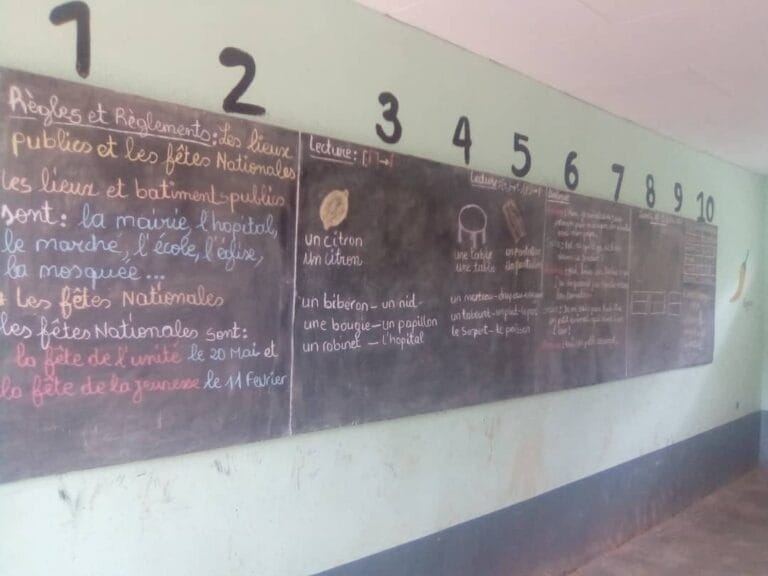 A MIYA classroom blackboard